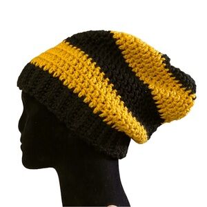 Hat Hufflepuff Hogwarts Yellow and Black Stripes Beanie Slouchy Baggy Witch